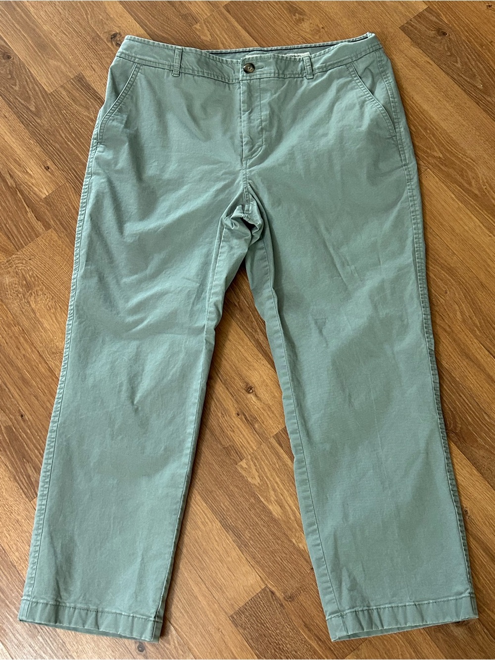 LL Bean Favorite Fit Light Sage Green Chinos - Classic Straight Fit Crop